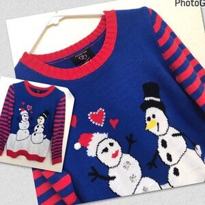 IT'S OUR TIME Girls Holiday Christmas Sweater Snowman Love NWT $40